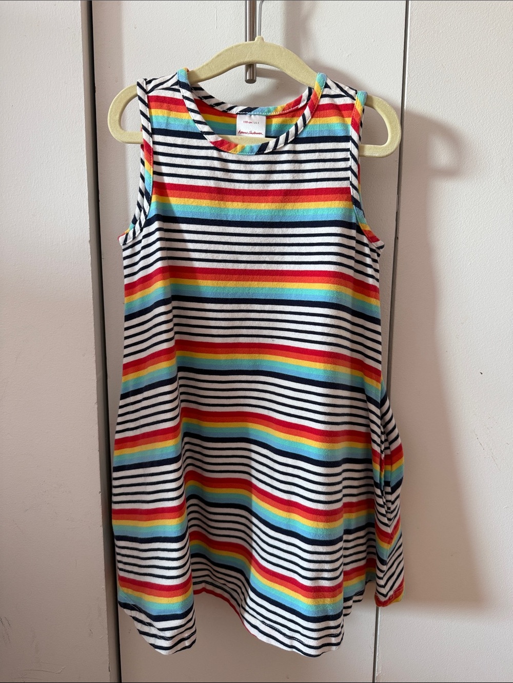 Girls' Rainbow Stripe Sleeveless A-Line Dress